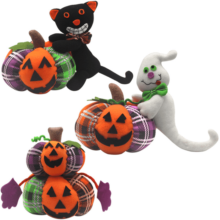 Halloween Stuffed Plush Toy 30Cm Doll Pumpkin Ghost Black Cat Cartoon Party Doll - MRSLM