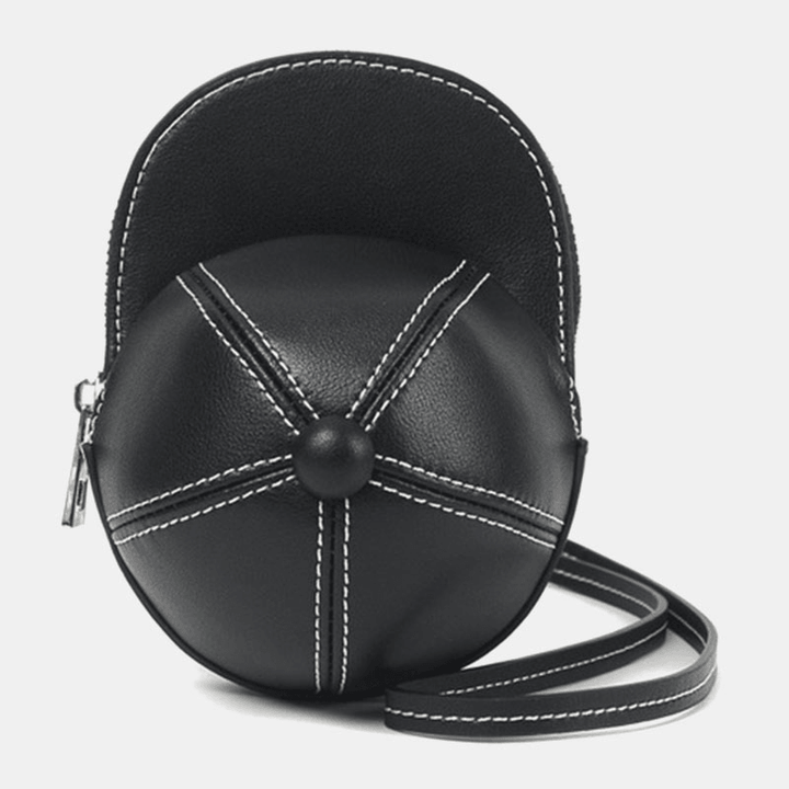 Women Faux Leather Baseball Hat Shape Causl Creative Shoulder Bag Crossbody Bag - MRSLM