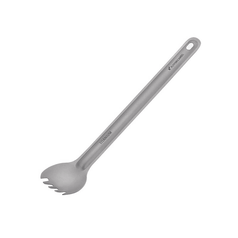 Ipree® Ta8121F Titanium Long Handle Fork Spoon Camping Picnic Tableware - MRSLM