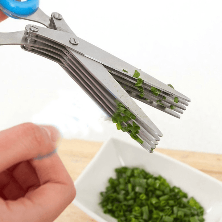 5 Layers Stainless Steel Scissors Multi-Layers Kitchen Scissors Scallion Cutter Herb Laver Spices Cook Tool for Kitchen Cutting Tool - MRSLM
