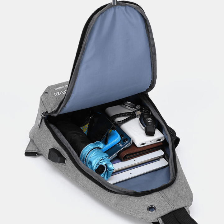 Men Multifunction Waterproof USB Chargeable Headphone Hole Chest Bags Backpack Shoulder Bag Crossbody Bags - MRSLM