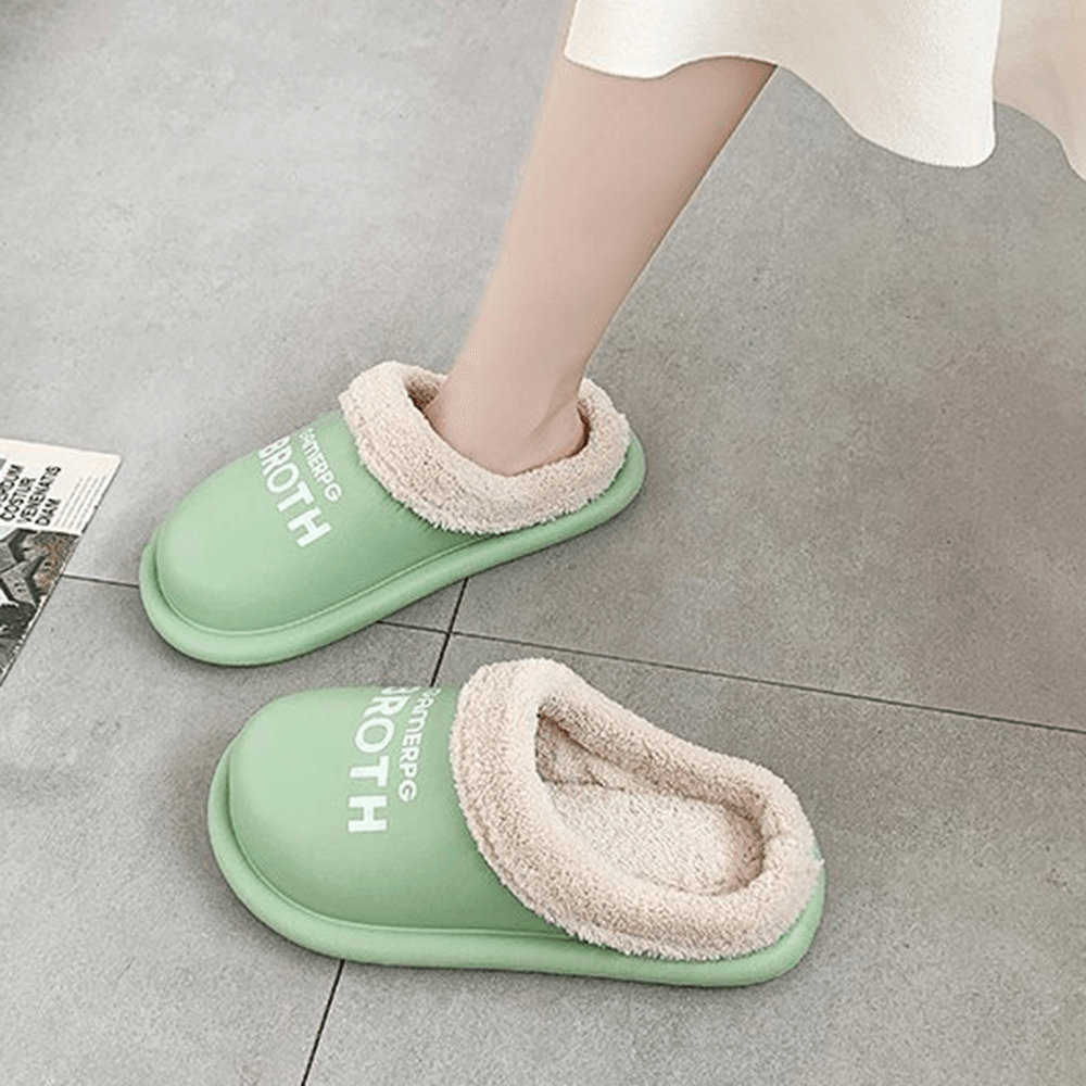 Women Comfy Winter Warm Waterproof Plush Indoor Slippers - MRSLM