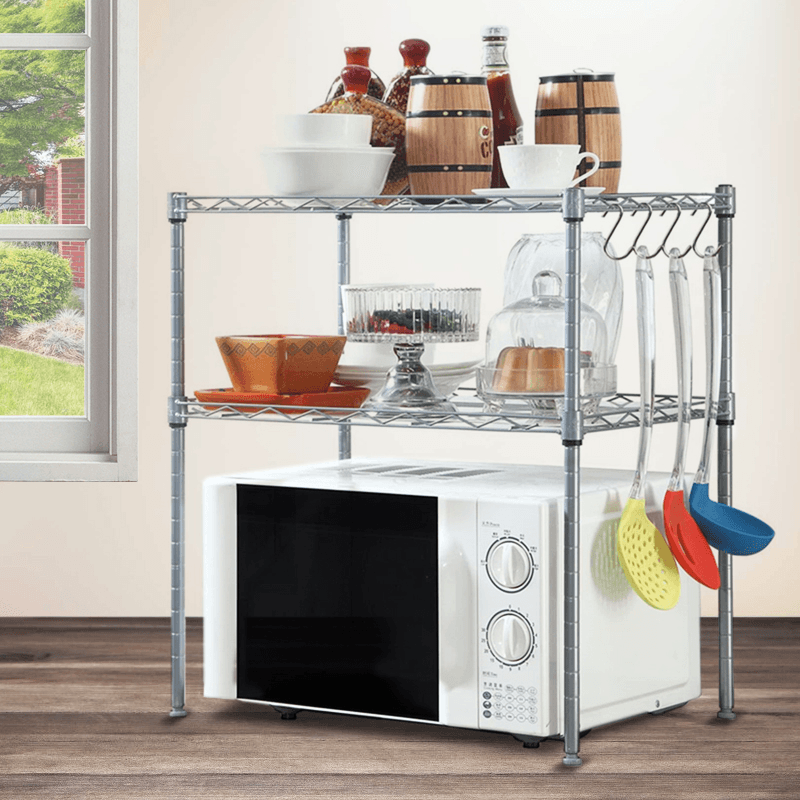 Metal Storage Rack Holder Kitchen Microwave Oven Shelf Organizer Adjustable - MRSLM