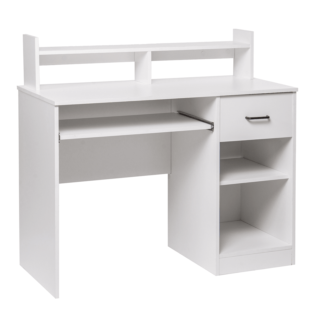 Computer Desk with Drawers Storage Shelf Keyboard Tray Home Office Laptop Desk Desktop Table for Small Spaces - MRSLM