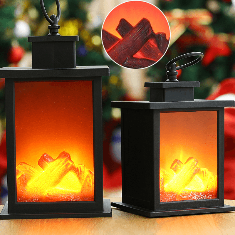 LED Fireplace Lantern Flameless Light Fire Effect Vintage Battery Power Lamp HOT - MRSLM