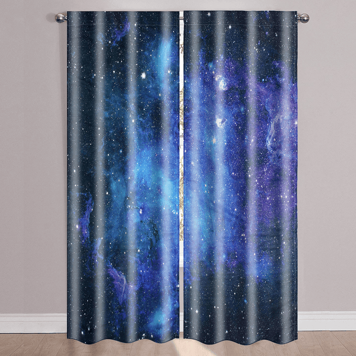 2 Panel Blackout Blinds Thermal Insulated 3D Printed Galaxy Window Curtains Screens - MRSLM
