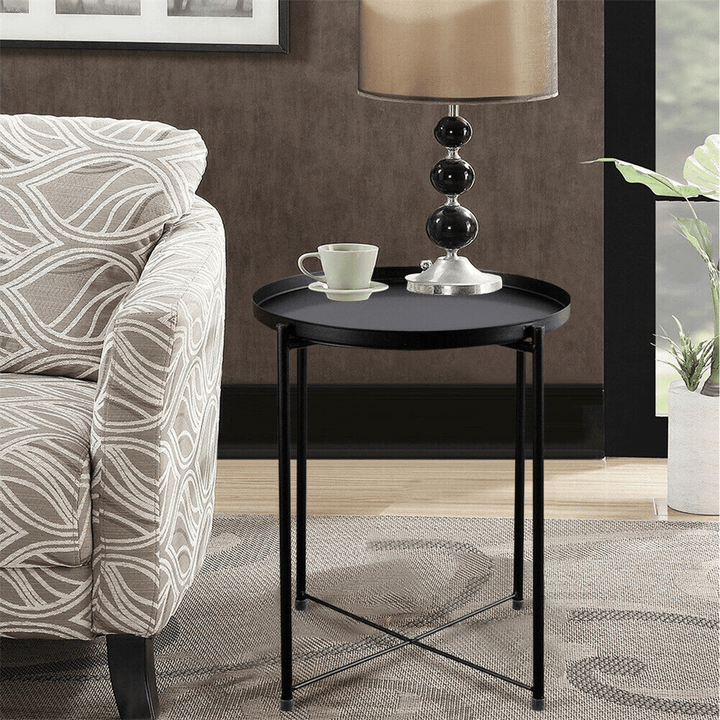 Iron Art round Side Tables Drawing Room Bedroom Indoor Outdoor Storage Portable Small Tea Table Home Office Supplies - MRSLM