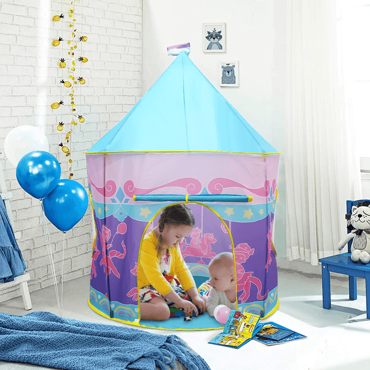 Portable Popup Kids Play Tent Children Princess Play Tent Castle Foldable Games Playhouse with Carry Bag for Boys and Girls - MRSLM