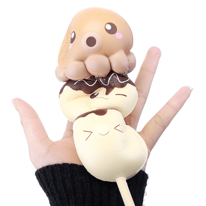 Puni Maru Yummiibear Squishy 8.27'' Dango Takoyaki Octopu Balls Cuttlefish Slow Rising Toy Licensed Tag - MRSLM