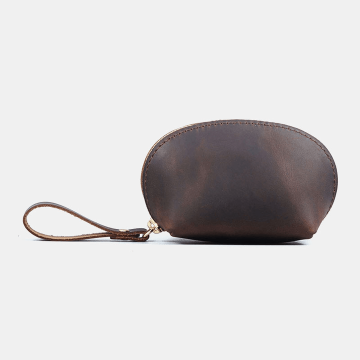 Men Genuien Leather Retro Mini Cute Hand-Carry Storage Bag Coin Bag Wallet - MRSLM
