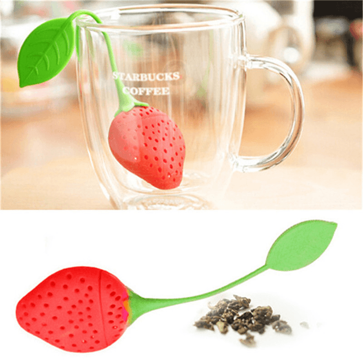 Strawberry Tea Strainer Tea Bags Silicone Loose-Leaf Tea Infuser Filter Diffuser Fun Cartoon Tea Accessories - MRSLM