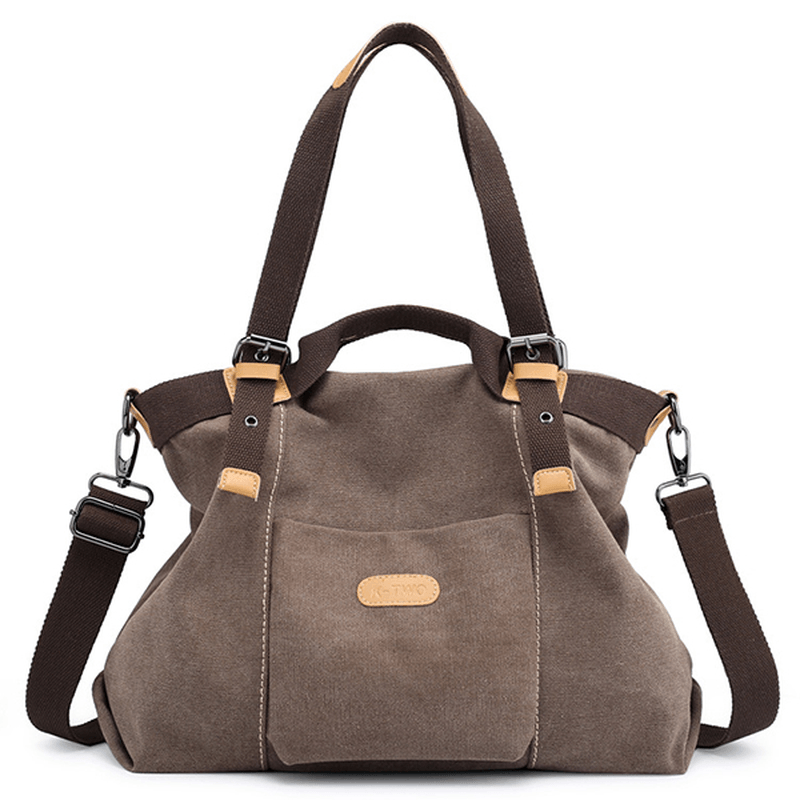 KVKY Canvas Tote Handbags Vintage Front Pockets Shoulder Bag - MRSLM