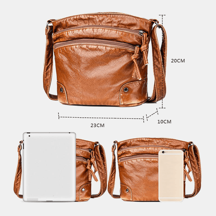 Women Solid Multi-Pocket Middle-Aged Crossbody Bag Shoulder Bag - MRSLM