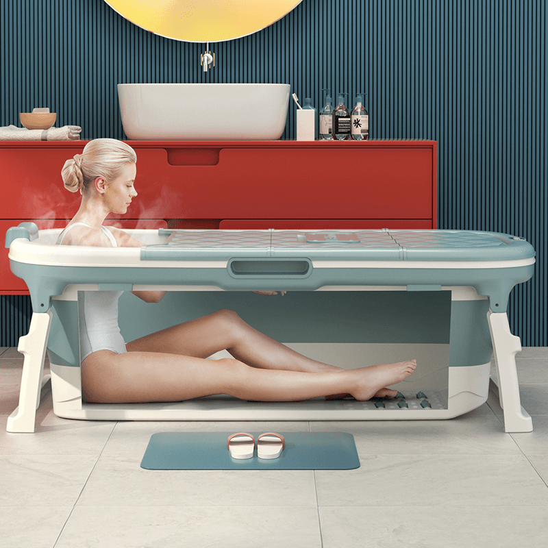 1.5M Bathtub Bath Barrel Adult Child Folding Temperature Display Bath Tub Soaking Tub Basin Baby Swim Sauna - MRSLM