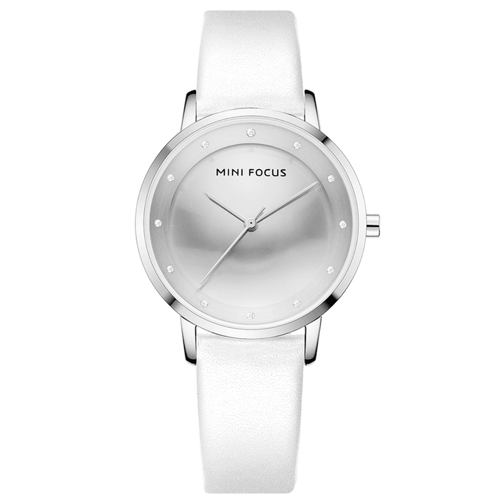 MINI FOCUS 0332L Fashion Women Watch Diamond Dial Waterproof Leather Strap Simple Lady Quartz Watch - MRSLM