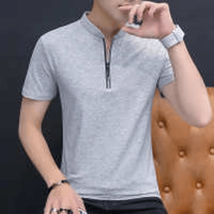 Men Short-Sleeved Slim Lapel Casual T-Shirts - MRSLM