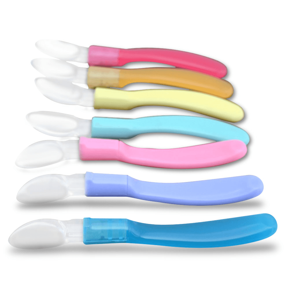 2PCS / Set Baby Silicone Soft Head Feeding Spoon with Storage Box Baby Special Spoon Safe and Non-Toxic with Box - MRSLM