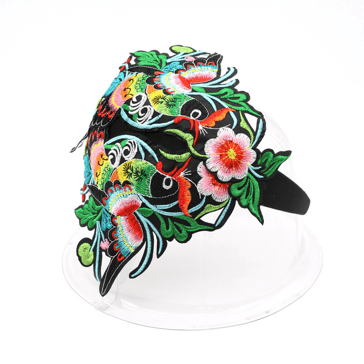 Women Manual Vintage Embroidery Hallow Ethnic Style Flower Printing Headband - MRSLM