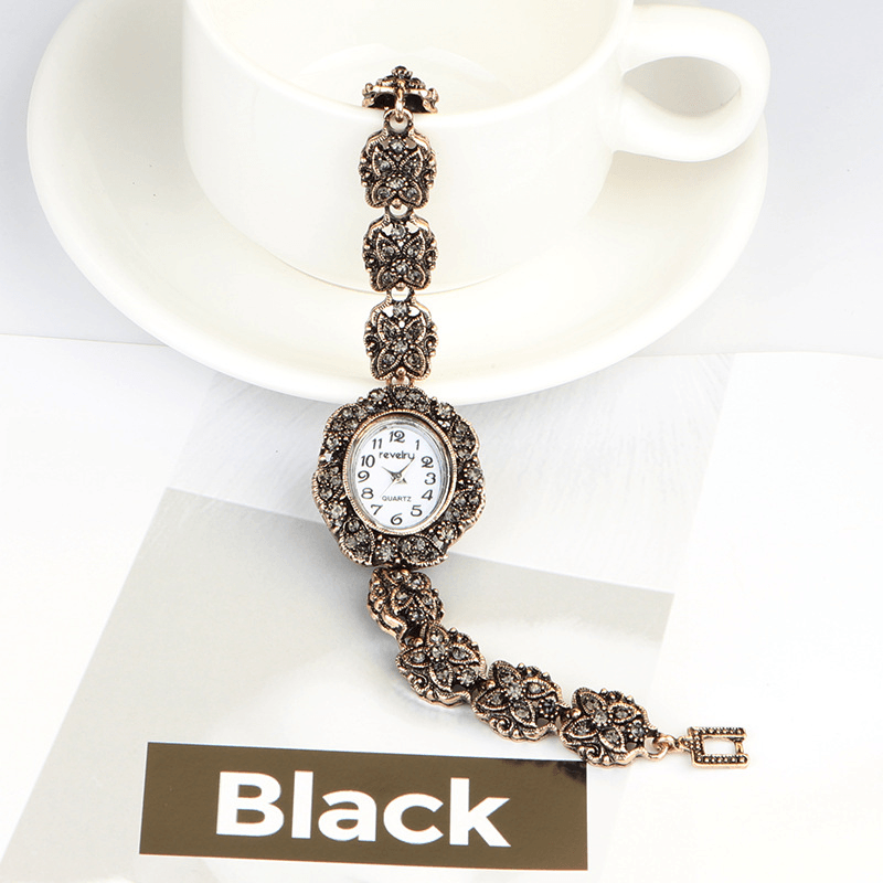 QINGXIYA R2066 Retro Style Ladies Bracelet Watch Crystal Luxury Quartz Watch - MRSLM