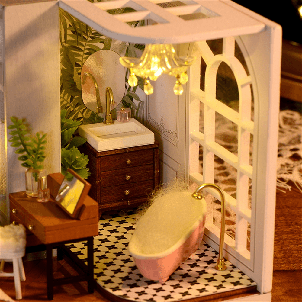 CUTE ROOM DIY QT-011-B Lazy Daily Doll House 1:32 Miniature Landscape Home Creative Gifts with Dust Cover and Furniture - MRSLM