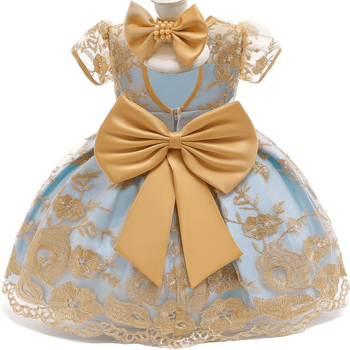 Baby Princess Dress 1-3 Years Old Dress Gold Lace - MRSLM
