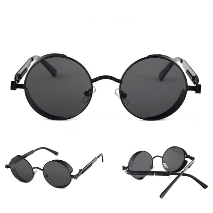 UV400 Vintage Steampunk round Mirror Lens Sunglasses Outdoor Sport Hisper Eyewear for Man Women - MRSLM
