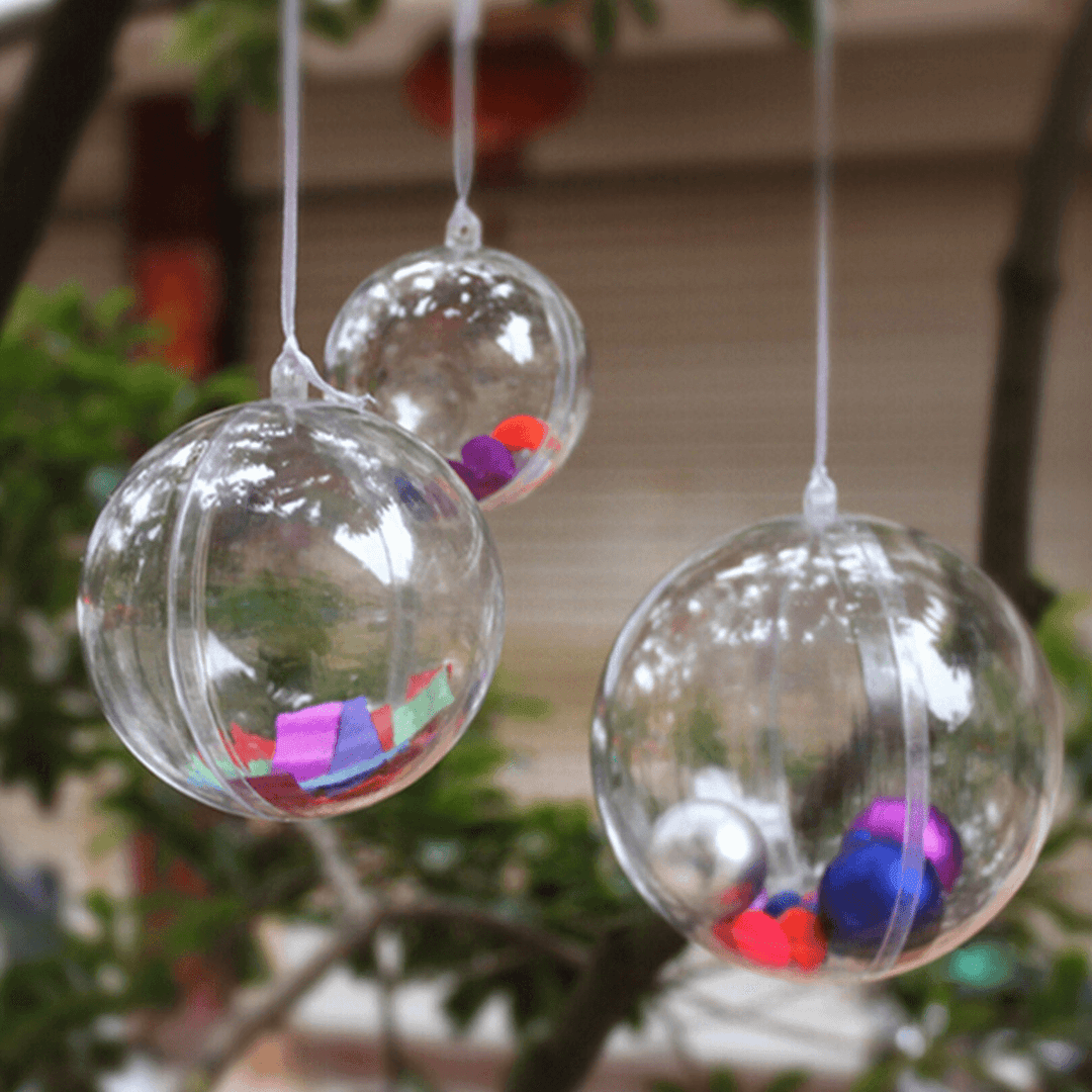 5Pcs Christmas Tree Decoration Clear Hanging Ball Gift Candy Hanging Decration Ball - MRSLM