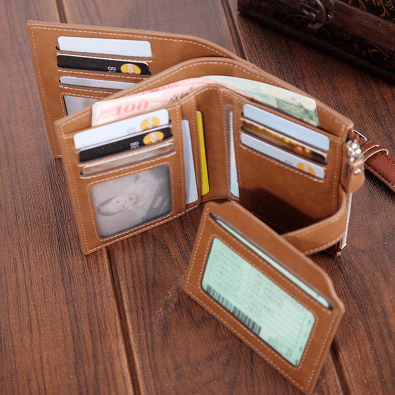 Men Faux Leather Retro Personalized Wallet Card Holder - MRSLM