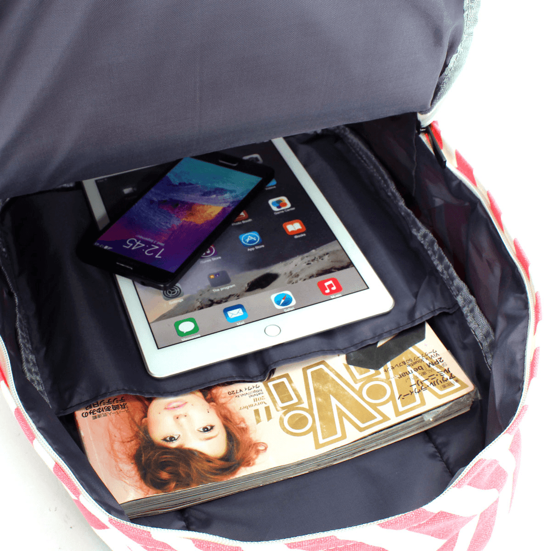 Women Girls Canvas Light Weight Backpack Shoulder School Bag Rucksack Satchel Travel Handbag - MRSLM
