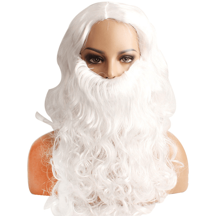 Christmas Party Supplies White Santa Wig Beard Set Christmas Decoration - MRSLM