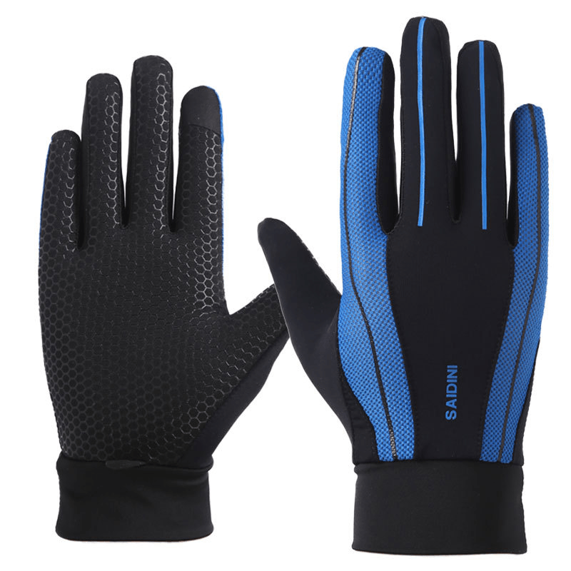 Mens Silicone Riding Non-Slip Touch Screen Gloves Thicken Windproof Full Finger Glove - MRSLM