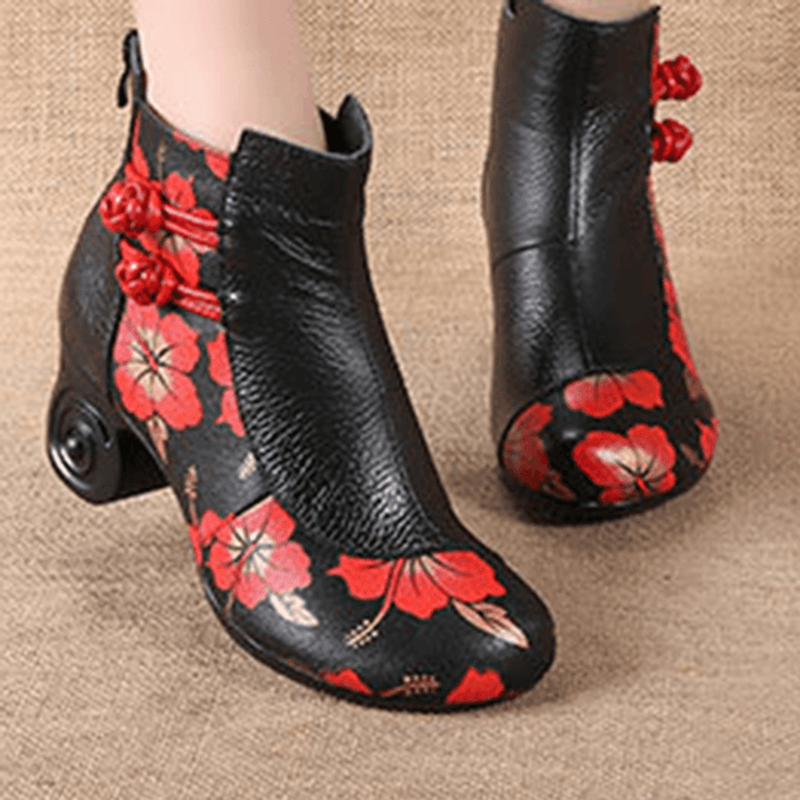 Retro Genuine Leather Butterfly Ankle Boots - MRSLM