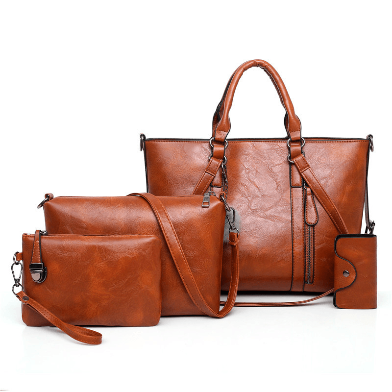 4 PCS Women Casual Minimalist Handbag Shoulder Bag - MRSLM