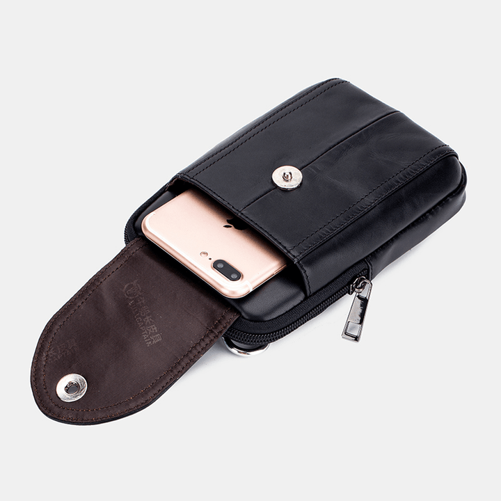Bullcaptain Genuine Leather Phone Bag Waist Bag Business Bag for Men - MRSLM