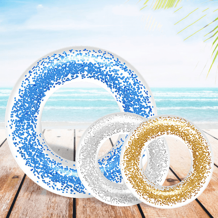 60/90CM Kids/Adult Sequin Inflatable Swimming Ring with Built-In Sequin Beach Summer Pool Float Rafts Party Water Play Toys - MRSLM