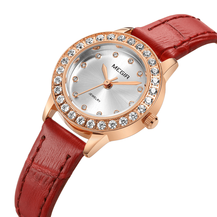 MEGIR 4205 Elegant Design Women Wrist Watch Genuine Leather Band Quartz Watch - MRSLM