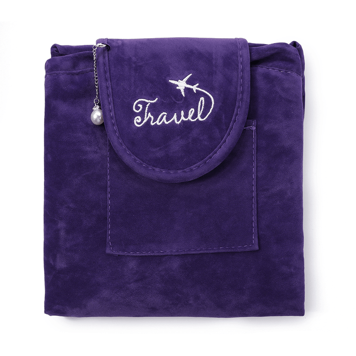 Oxford Cloth Velvet Lazy Bundle Mouth Drawstring Cosmetic Bag Large Capacity Wash Bag - MRSLM