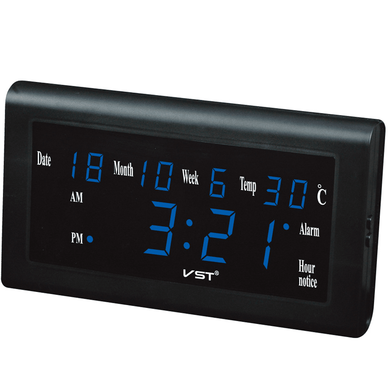 VST ST-5 12/24 Hours Desktop Clock Big Number Lcd Display Temperature Date Week Month Table Clock - MRSLM