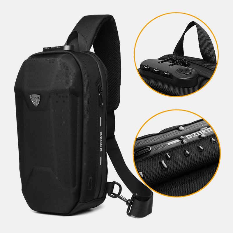 Men USB Charging Multi-Pocket Anti-Theft Waterproof Outdoor Crossbody Bag Chest Bag Sling Bag - MRSLM