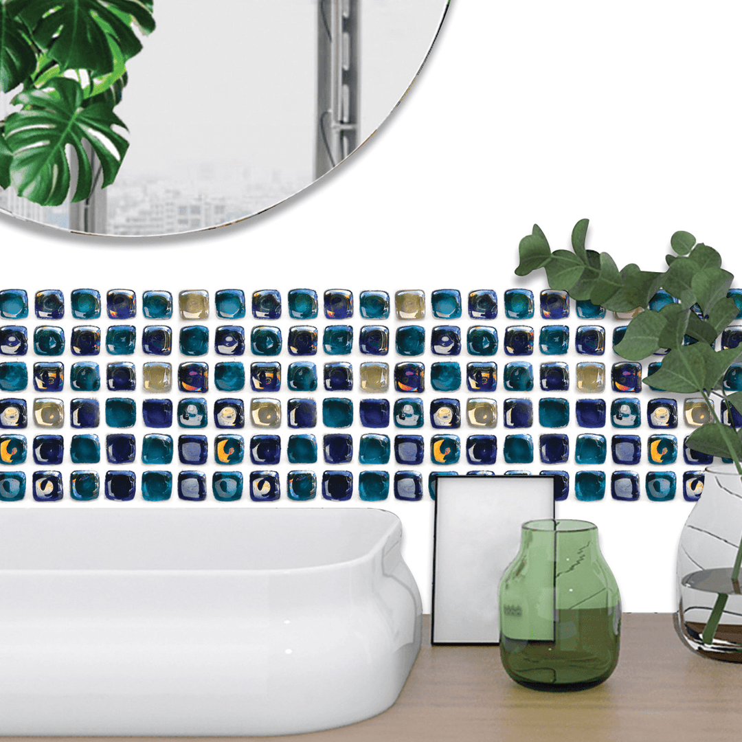 6Pcs Non-Slip Waterproof Kitchen Bathroom Floor Wall Tile Paste Decoration Sticker - MRSLM