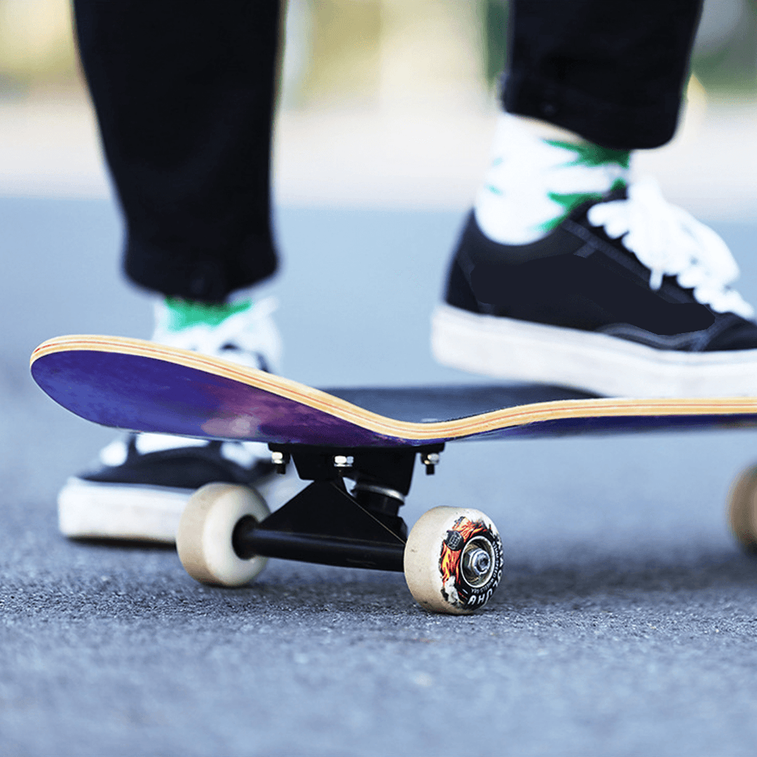 Sports Skateboard Four-Wheeled Professional Skateboard Shock-Absorbing Stable Outdoor Sports Skateboard for Adults Children - MRSLM