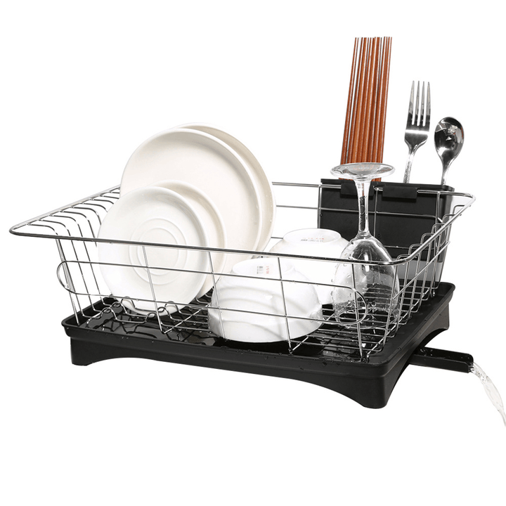 Kitchen Drain Shelf Dish Rack Plates Bowl Drying Organizer Holder Drainer Stainless Steel Kitchen Rack - MRSLM