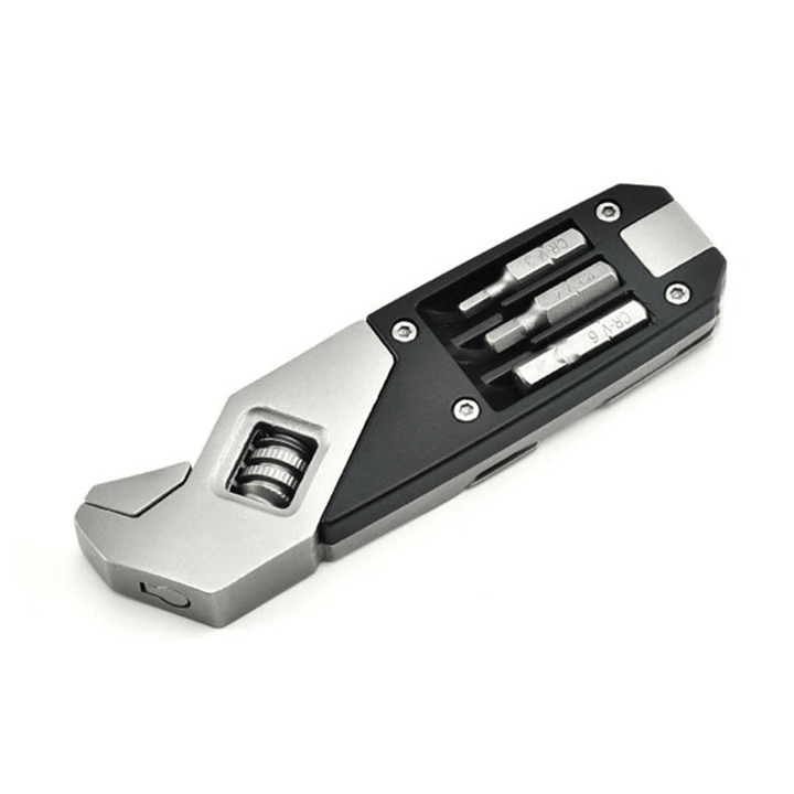 Stainless Steel Adjustable Wrench Folding Allen Wrench Multi-Function Wrench with Screwdriver - MRSLM