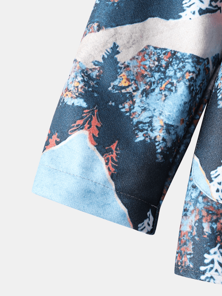 Mens Design Landscape Print Single-Breasted Casual Jacket - MRSLM