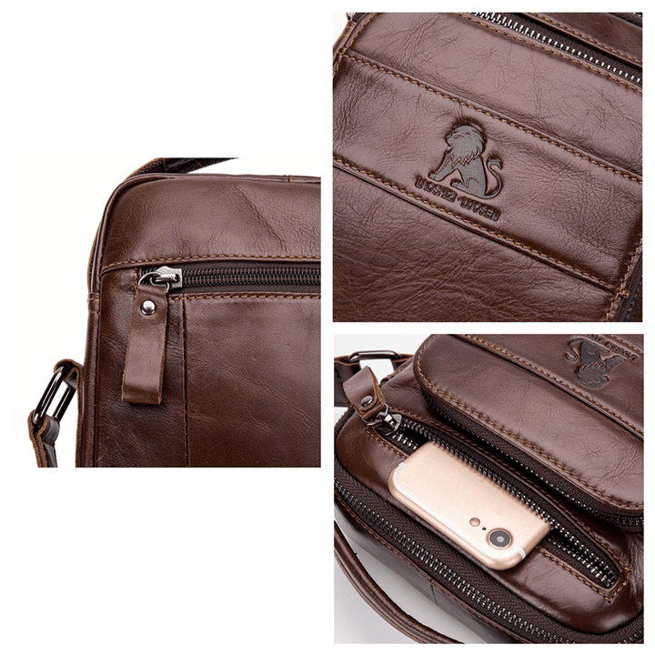 Vintage Genuine Leather Business Bag Shoulder Bag Crossbody Bag for Men - MRSLM
