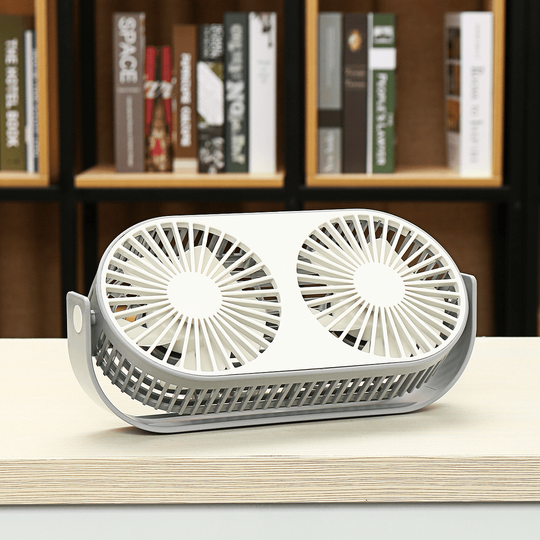 Mini Desk Table Fan Portable Cooling Air Cooler Fan Dual Head Silent Fan 3 Speed - MRSLM