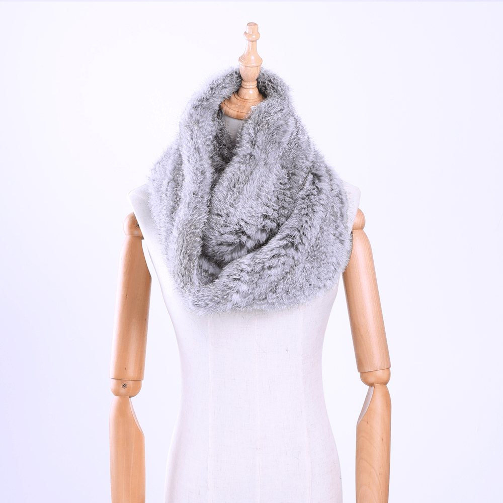 Rex Rabbit Fur Collar and Fur Woven Men'S Scarf Long Thick Double-Sided Warmth - MRSLM