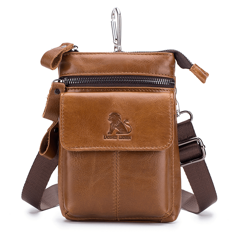 Men Genuine Leather Multi-Carry Crossbody Bag Cowhide Bag - MRSLM