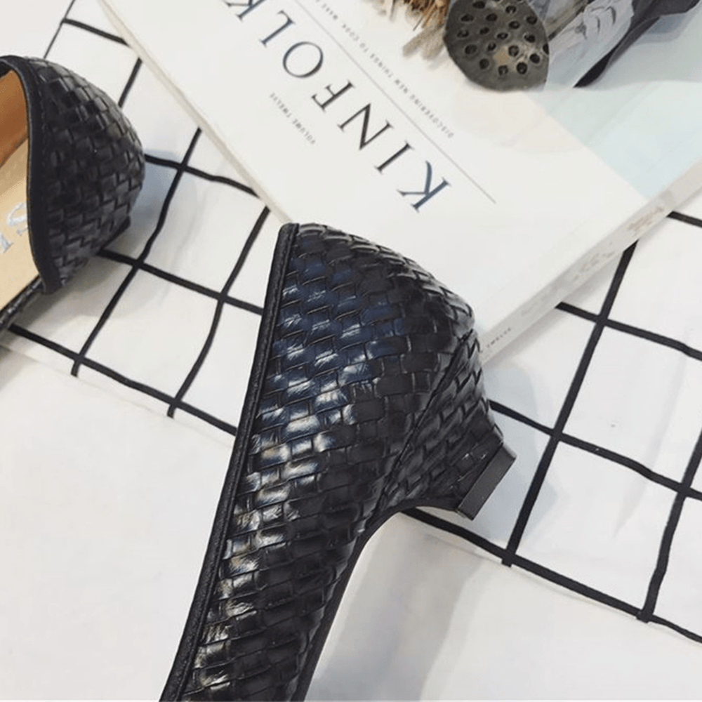 Women Bow Docor Woven Detail Comfy Breathable Stylish D'Orsay Flats - MRSLM