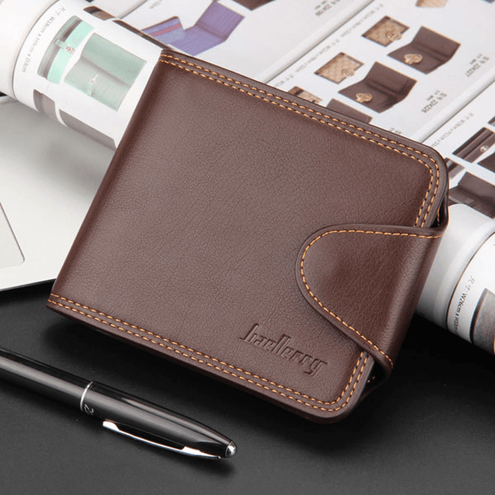 Men Business Casual Zipper Short Card Holder Wallet - MRSLM